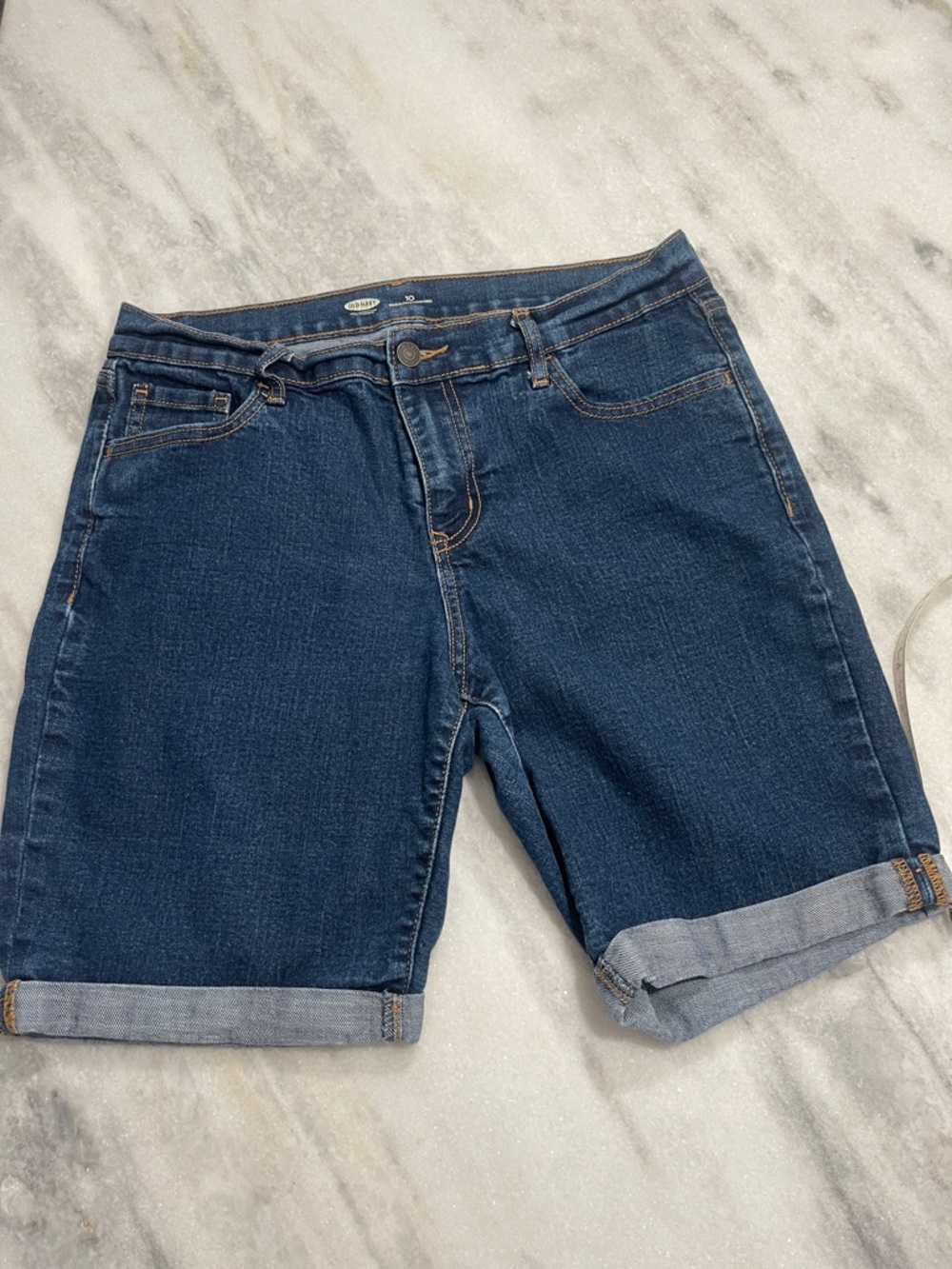 Old Navy Dark Blue Denim Bermuda Shorts with Cuffed Hem